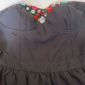 Wet Seal jeweled bustier black rhinestones tube top size xs